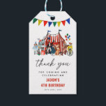 Circus Carnival Festival Birthday Kid Tack Presentetikett<br><div class="desc">Vintage Circus Carnival Festival Show Kid Birthday Tack Favor Tag. Utformningen har en klassisk vit bakgrund med vattenfärgsillustrationer av cirkusdokument i vintagen! Fantastiskt tema för barns födelsedag party och lämpligt för alla åldrar.</div>