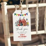 Circus Carnival Festival Birthday Kid Tack Presentetikett<br><div class="desc">Vintage Circus Carnival Festival Show Kid Birthday Tack Favor Tag. Utformningen har en klassisk vit bakgrund med vattenfärgsillustrationer av cirkusdokument i vintagen! Fantastiskt tema för barns födelsedag party och lämpligt för alla åldrar.</div>