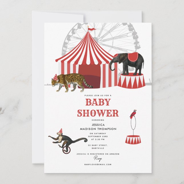 Circus Carnival Festival Theme Big Top Baby Shower Inbjudningar (Framsida)