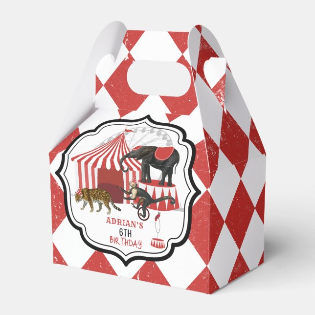 Circus Carnival-festivaltema Big Top Birthday Presentaskar (Framsidan Sidan)