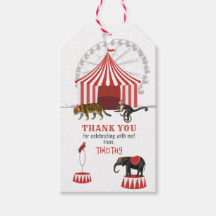 Circus Carnival-festivaltema Big Top Birthday Presentetikett