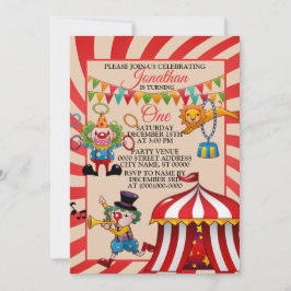 Circus Carnival Födelsedagsfest Inbjudningar
