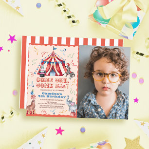 Circus Carnival Tält Animals Birthday Photo Inbjudningar