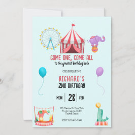 Circus Carnival Themes Barn Födelsedagsfest Inbjudningar