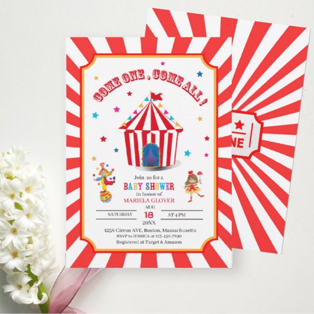 Circus Carnival Watercolor Baby Shower Inbjudningar (Skapare uppladdad)