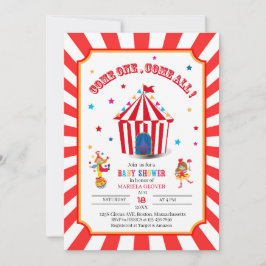 Circus Carnival Watercolor Baby Shower Inbjudningar