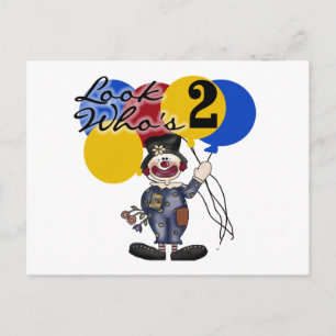 Circus Clown 2nd Birthday Tshirts och Gifts Vykort