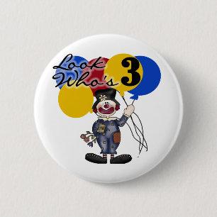 Circus Clown 3rd Birthday Tshirts och Gifts Knapp