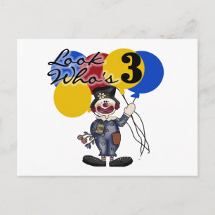 Circus Clown 3rd Birthday Tshirts och Gifts Vykort