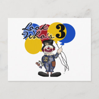 Circus Clown 3rd Birthday Tshirts och Gifts Vykort