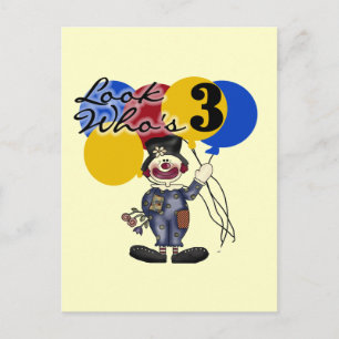 Circus Clown 3rd Birthday Tshirts och Gifts Vykort