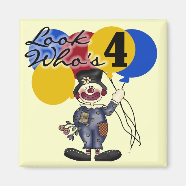 Circus Clown 4e födelsedagen Tshirts och Gifts Magnet (Framsidan)
