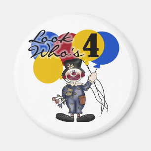 Circus Clown 4e födelsedagen Tshirts och Gifts Magnet