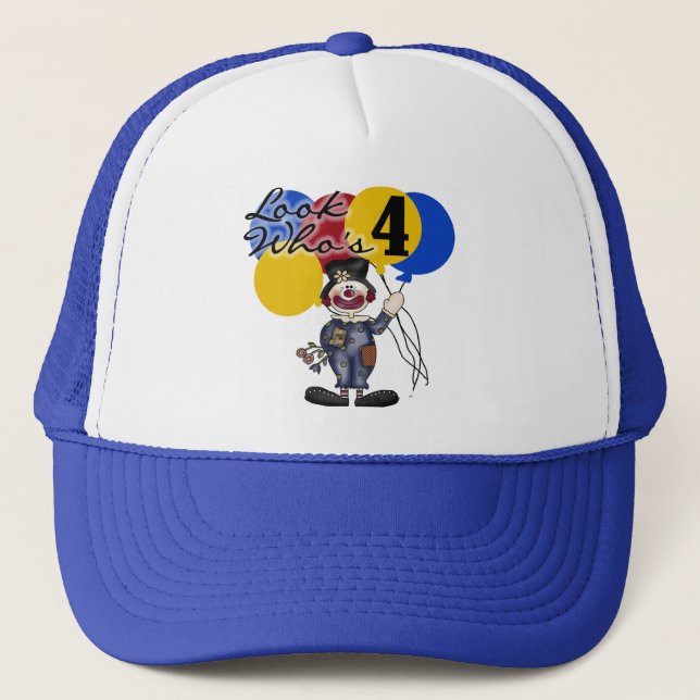 Circus Clown 4e födelsedagen Tshirts och Gifts Truckerkeps (Framsida)