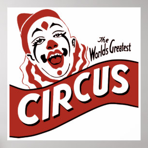 Circus clown clipart, söt illustration poster
