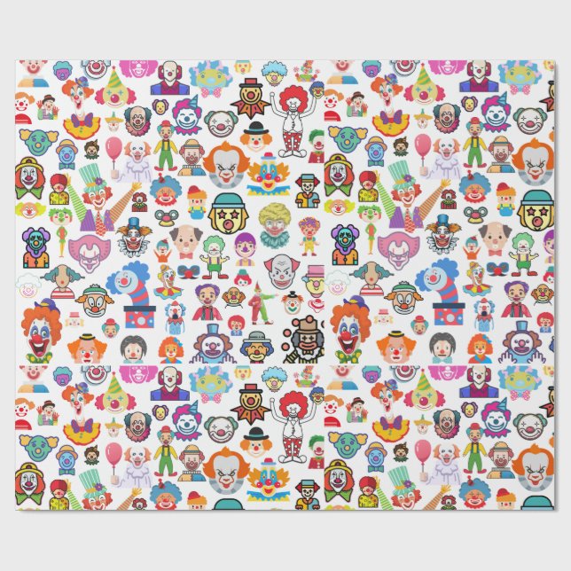 Circus Clown Gift Wrap Party Wrapping Paper Presentpapper (Platt)