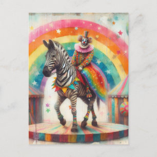 Circus Clown och Zebra Vykort