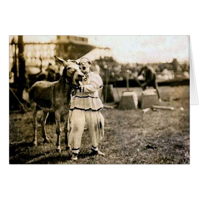 Circus Clown-with-Mule Hälsningskort (Framsidan Horizontal)