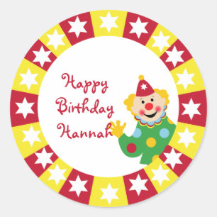 Circus Clown with Stars Stickers Runt Klistermärke