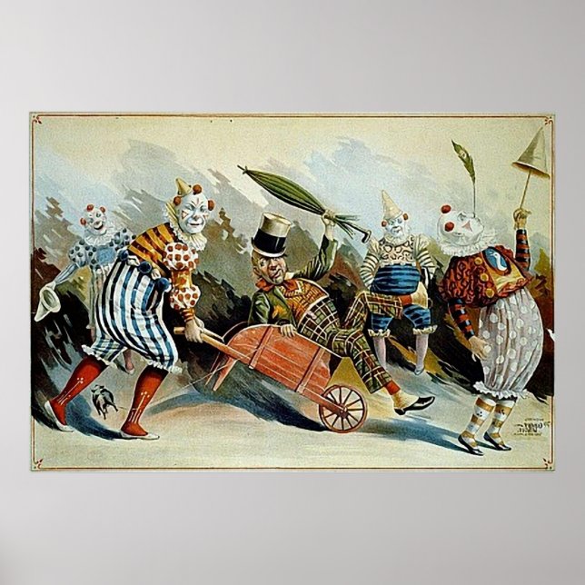 Circus Clowns Vintage Art Poster (Framsidan)