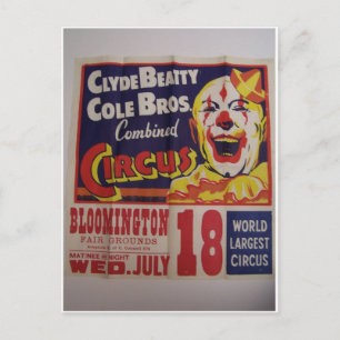 Circus, "Clyde Beatty and Cole Bros" Retro Theater Vykort