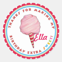 Circus Cotton Candy Födelsedagsfest Favor Stickers Runt Klistermärke