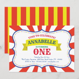 Circus Cute 1:a födelsedagsinbjudan Inbjudningar