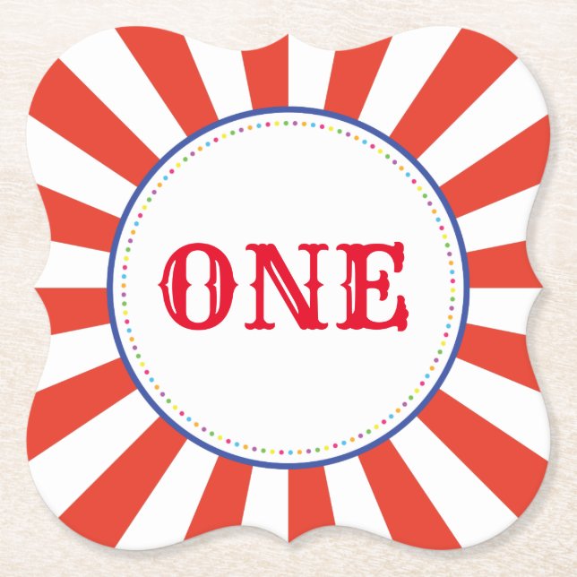Circus Cute Colorful 1st Birthday Party Theme Underlägg Papper (Framsida)