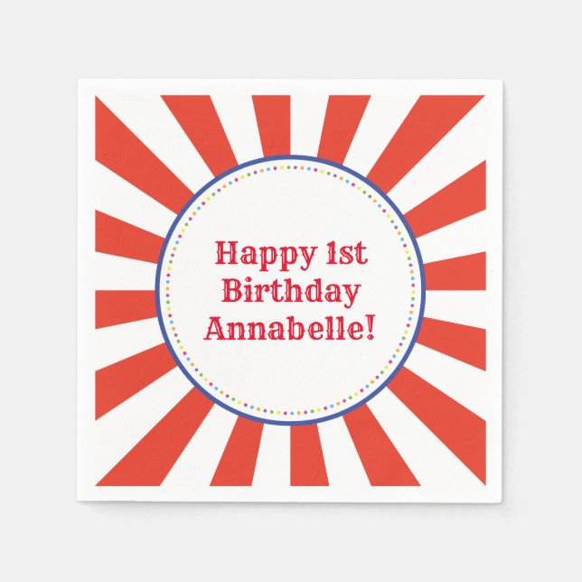 Circus Cute Födelsedagsfest-Vintage för Barn Pappersservett (Framsidan)