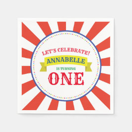 Circus Cute Födelsedagsfest-Vintage för Barn Pappersservett