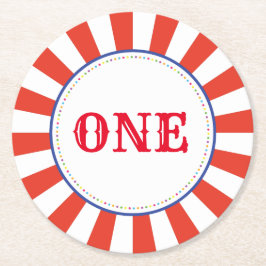Circus Cute Födelsedagsfest-Vintage för Barn Underlägg Papper Rund