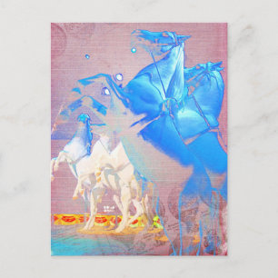 Circus Digital Art Horses Vykort
