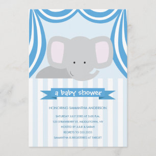 Circus Elefant Baby Shower Inbjudan - Pojke