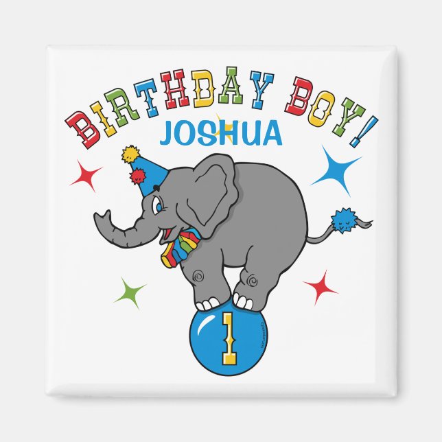 Circus Elephant 1st Birthday Magnet (Framsidan)