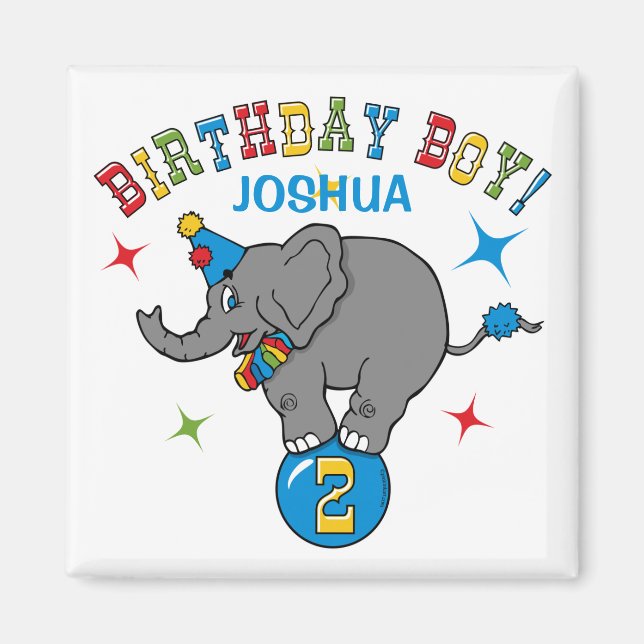 Circus Elephant 2nd Birthday Magnet (Framsidan)