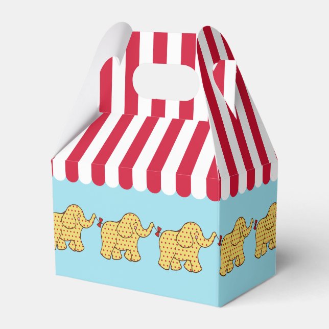 Circus Elephant Carnival Tält Kids Party Favorbox Presentaskar (Framsidan Sidan)