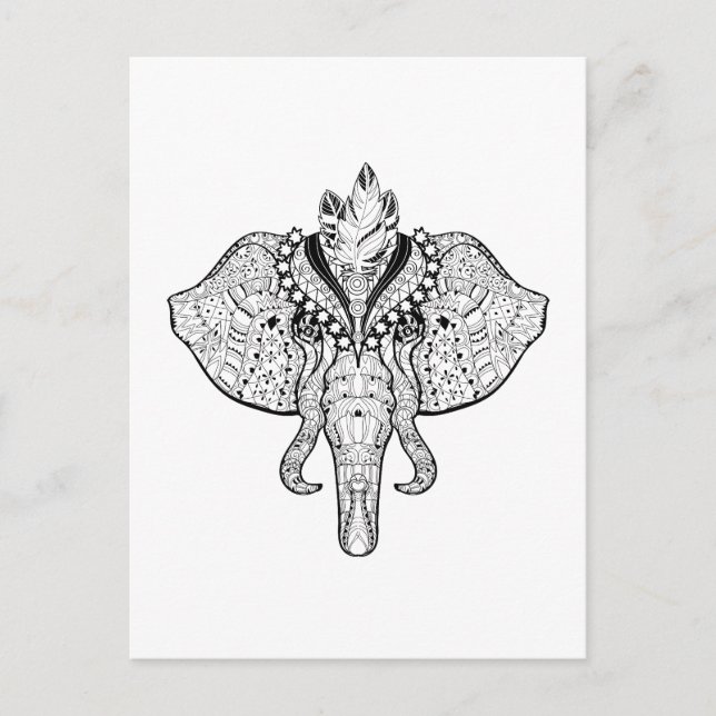 Circus Elephant Doodle Vykort (Framsida)