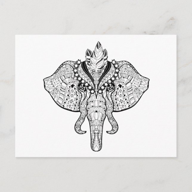 Circus Elephant Doodle Vykort (Framsida)