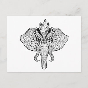Circus Elephant Doodle Vykort