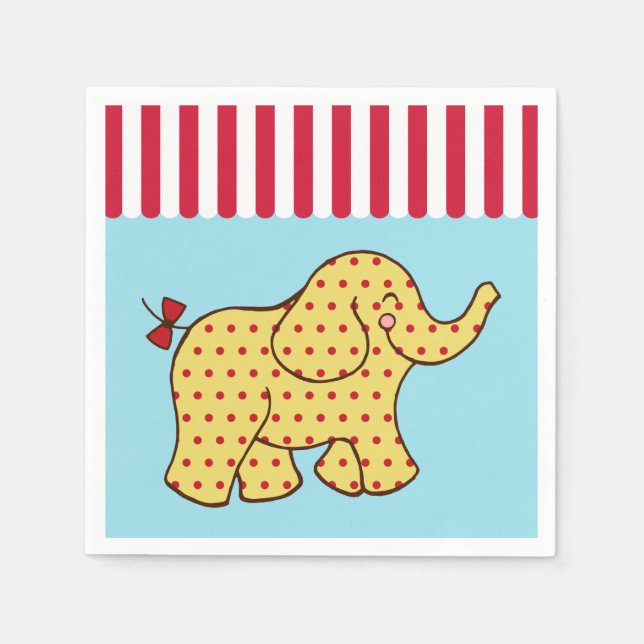 Circus Elephant Födelsedagsfest Napkins Pappersservett (Framsidan)
