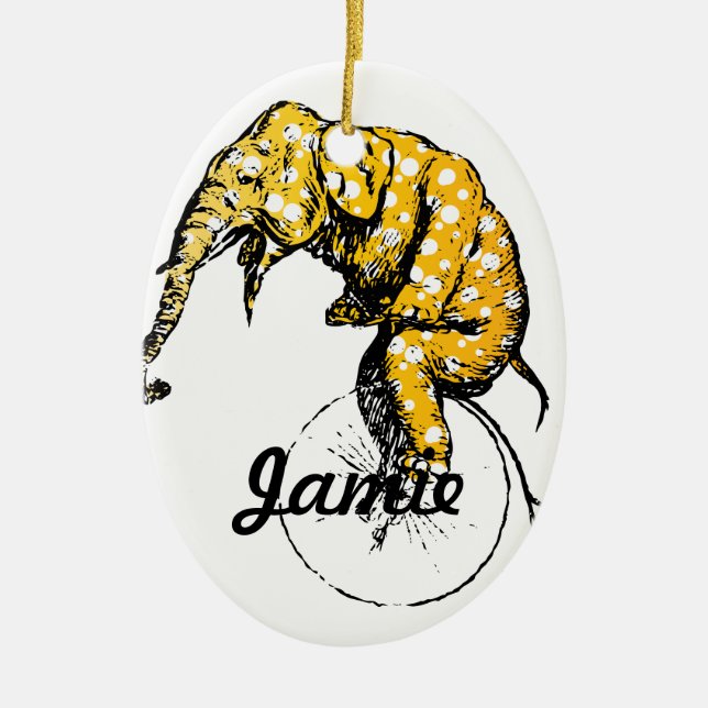 Circus Elephant Gifts Julgransprydnad Keramik (Framsidan)