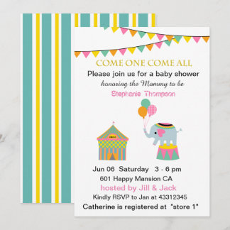 Circus Elephant med babystövel Inbjudningar