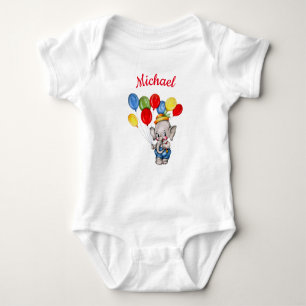 Circus Elephant med ballonger personlig namn T Shirt