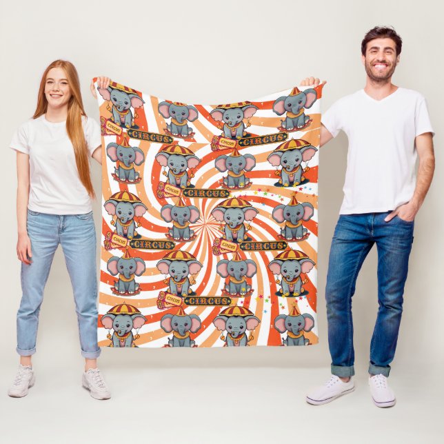 Circus Elephant Mönster Fleecefilt (På plats)