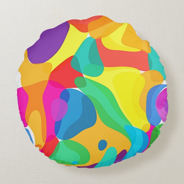 Circus Färg Chaos Abstrakt Art Mönster Rund Kudde (Baksidan)