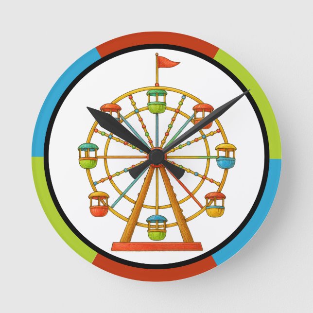 Circus Ferris wheel Wall Clock Rund Klocka (Framsida)