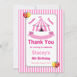 Circus Födelsedagsfest Rosa Tack Kort