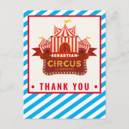 Circus-födelsedagsfest tack för ditt kort