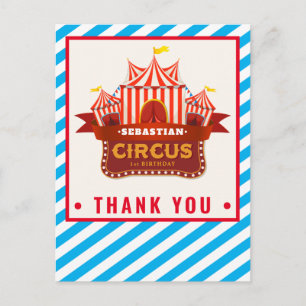 Circus-födelsedagsfest tack för ditt kort