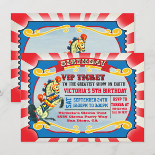 Circus Födelsedagsfest VIP Biljett Inbjudningar